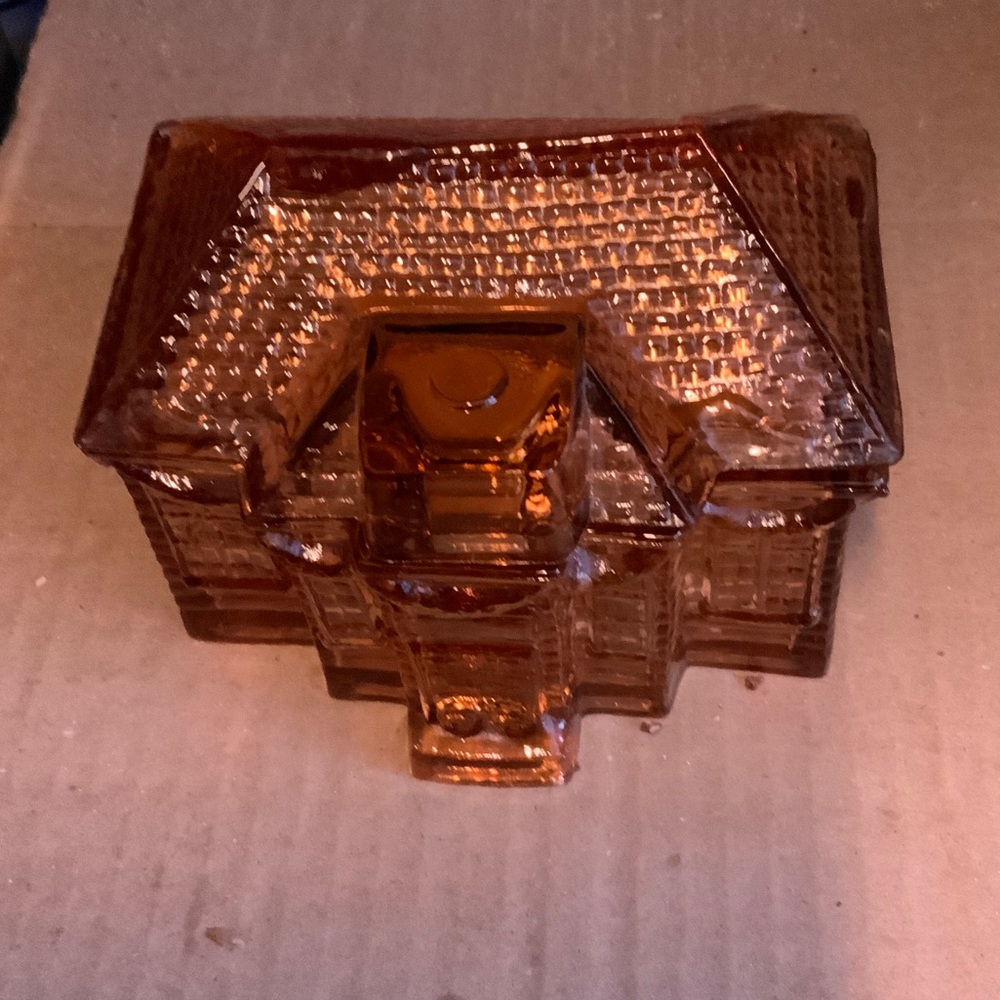 Amber Glass House Trinket Box